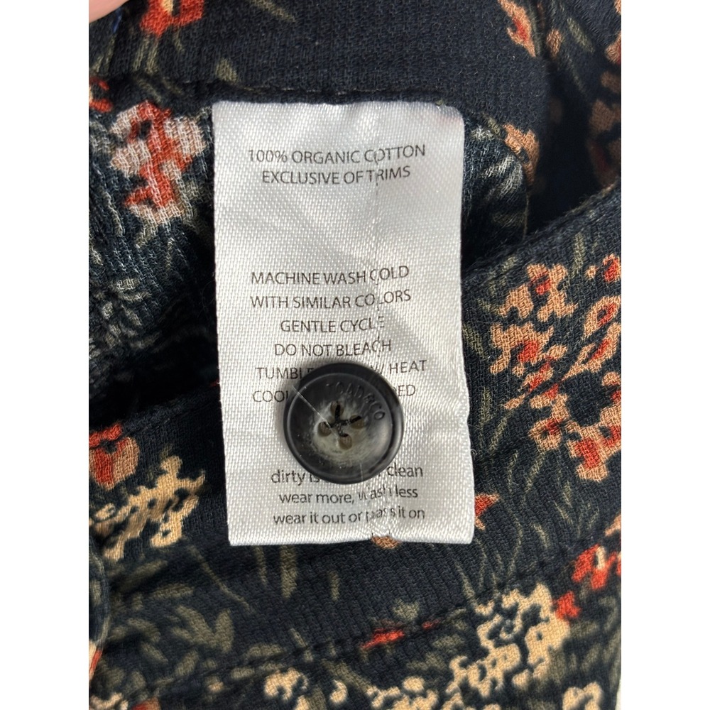 Toad&Co Manzana Skirt Black Floral Organic Cotton Midi Button Front XS 2290 - Picture 5 of 6